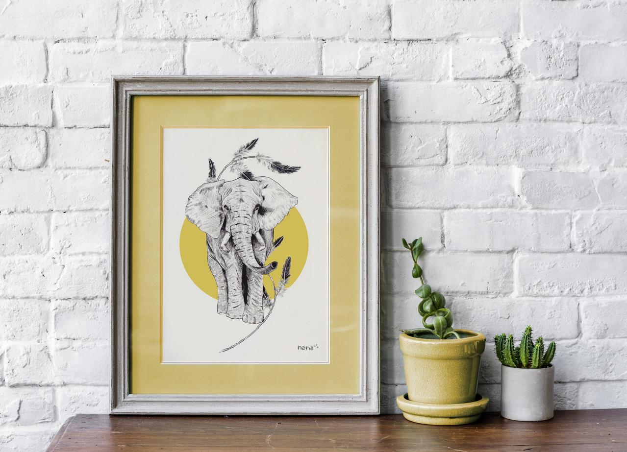 Lamina elefante a5 descargable | Downloadable a5 elephant print 